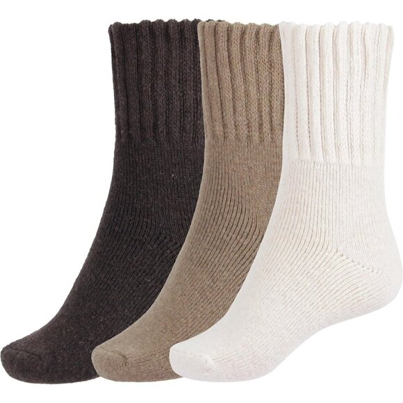 BenSorts Accessories - BenSorts Women 3 Packs Dark Brown Beige Winter Thick Warm Polyester Boots Socks